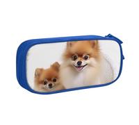 QGGHNISD Cute Pomeranian Pencil Bag, Large Capacity Double Layer with Divider Stationery Bag,Zipper Cute Printed Cosmetic Bag for School Office Travelling