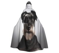 QGGHNISD Cute Schnauzer Halloween Hooded Cloak For Adults, Long Polyester Cape With Big Hood For Cosplay, Party, Costume