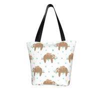QGGHNISD Cute Sloths On Yellow Lemons Women'S Casual Shoulder Tote Bag, Large Capacity Polyester Handbag, Travel Beach Shopping Bag