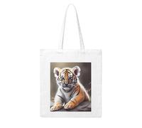 QGGHNISD Cute Tiger Canvas Tote Bag Large Reusable Shopping Bag With Double-Sided Print, 41x38cm Everyday Carry Handbag
