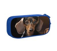 QGGHNISD Dachshund Book Pencil Bag, Large Capacity Double Layer with Divider Stationery Bag,Zipper Cute Printed Cosmetic Bag for School Office Travelling