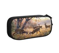 QGGHNISD Deer Hunting Pencil Bag, Large Capacity Double Layer with Divider Stationery Bag,Zipper Cute Printed Cosmetic Bag for School Office Travelling