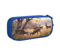 QGGHNISD Deer Hunting Pencil Bag, Large Capacity Double Layer with Divider Stationery Bag,Zipper Cute Printed Cosmetic Bag for School Office Travelling