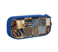 QGGHNISD Denim Patchwork Pencil Bag, Large Capacity Double Layer with Divider Stationery Bag,Zipper Cute Printed Cosmetic Bag for School Office Travelling