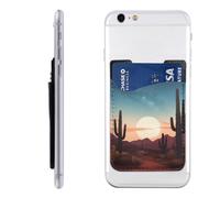 QGGHNISD Desert with Cactus Phone Case Card Holder, Adhesive Id Credit Card Holder for The Back of Most Smartphones