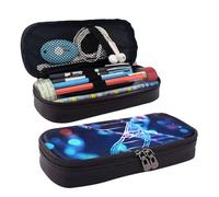 QGGHNISD DNA Genetic Helix Leather Pencil Case, Large Capacity Durable Pencil Box, Student Stationery Bag, Suitable for Stationery/Cosmetics/Small Items