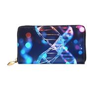 QGGHNISD DNA Genetic Helix Women's Long Leather Wallet with Zipper, Card Slots, Cash Pocket, Clutch Purse