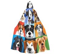 QGGHNISD Dog Breeds Halloween Hooded Cloak For Adults, Long Polyester Cape With Big Hood For Cosplay, Party, Costume