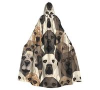 QGGHNISD Dog Head Halloween Hooded Cloak For Adults, Long Polyester Cape With Big Hood For Cosplay, Party, Costume