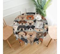 QGGHNISD Dogs Face Pattern 60 Inches Round Tablecloths, Waterproof Wrinkle Resistant Reusable Tablecloths, Suitable For Parties, Hotels, Indoor And Outdoor Table Decorations