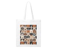 QGGHNISD Dogs Face Pattern Canvas Tote Bag Large Reusable Shopping Bag With Double-Sided Print, 41x38cm Everyday Carry Handbag
