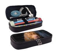 QGGHNISD Dogs Leather Pencil Case, Large Capacity Durable Pencil Box, Student Stationery Bag, Suitable for Stationery/Cosmetics/Small Items
