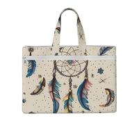 QGGHNISD Dream Catcher And Moon Canvas Tote Bag Document Organizer Bag Zipper File Storage Handbag Portable Office Travel Bag