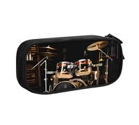 QGGHNISD Drum Set Pencil Bag, Large Capacity Double Layer with Divider Stationery Bag,Zipper Cute Printed Cosmetic Bag for School Office Travelling
