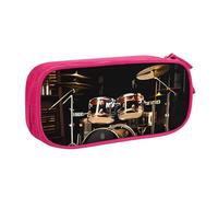 QGGHNISD Drum Set Pencil Bag, Large Capacity Double Layer with Divider Stationery Bag,Zipper Cute Printed Cosmetic Bag for School Office Travelling