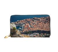 QGGHNISD Dubrovnik'S Old City Women's Long Leather Wallet with Zipper, Card Slots, Cash Pocket, Clutch Purse