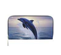 QGGHNISD Elegant Dolphin Long Wallet Women Leather Zipper Clutch Purse Large Capacity Card Holder Organizer