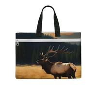 QGGHNISD Elk In The Meadow Canvas Tote Bag Document Organizer Bag Zipper File Storage Handbag Portable Office Travel Bag