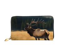 QGGHNISD Elk in The Meadow Women's Long Leather Wallet with Zipper, Card Slots, Cash Pocket, Clutch Purse