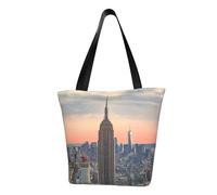 QGGHNISD Empire State Building Women'S Casual Shoulder Tote Bag, Large Capacity Polyester Handbag, Travel Beach Shopping Bag