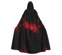 QGGHNISD Explosion Burst Red Black Halloween Hooded Cloak For Adults, Long Polyester Cape With Big Hood For Cosplay, Party, Costume