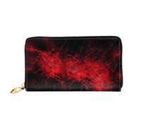 QGGHNISD Explosion Burst Red Black Women's Long Leather Wallet with Zipper, Card Slots, Cash Pocket, Clutch Purse