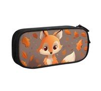 QGGHNISD Fall Fox Pencil Bag, Large Capacity Double Layer with Divider Stationery Bag,Zipper Cute Printed Cosmetic Bag for School Office Travelling
