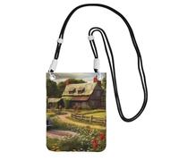 QGGHNISD Farm Thatched Cottage Crossbody Phone Bag Water-Resistant Large Capacity With Adjustable Strap, Compact Polyester Shoulder Bag