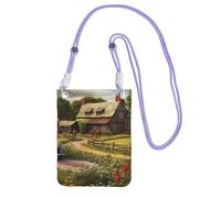 QGGHNISD Farm Thatched Cottage Crossbody Phone Bag Water-Resistant Large Capacity With Adjustable Strap, Compact Polyester Shoulder Bag