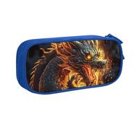 QGGHNISD Fire Chinese Dragon Pencil Bag, Large Capacity Double Layer with Divider Stationery Bag,Zipper Cute Printed Cosmetic Bag for School Office Travelling