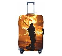 QGGHNISD Firefighter Fireman Flame Luggage Case Protector - Scratch Resistant Elastic Travel Luggage Cover - Fits 18-32 Inch Suitcases L