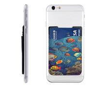 QGGHNISD Fish Pattern Phone Case Card Holder, Adhesive Id Credit Card Holder for The Back of Most Smartphones