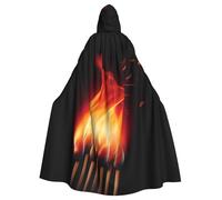 QGGHNISD Flames Matches Halloween Hooded Cloak For Adults, Long Polyester Cape With Big Hood For Cosplay, Party, Costume