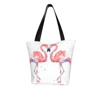 QGGHNISD Flamingos Women'S Casual Shoulder Tote Bag, Large Capacity Polyester Handbag, Travel Beach Shopping Bag