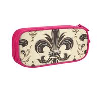 QGGHNISD Fleur-De-Lis and Coat Arms Knight Pencil Bag, Large Capacity Double Layer with Divider Stationery Bag,Zipper Cute Printed Cosmetic Bag for School Office Travelling