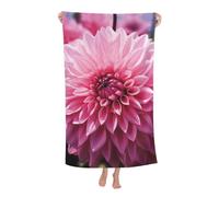 QGGHNISD Floral Pink Dahlia Flower Bath Towel, 130x80cm Printed Soft Skin-Friendly Quick-Dry Towel, Travel Swimming Outdoor Blanket