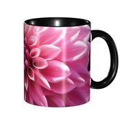 QGGHNISD Floral Pink Dahlia Flower Mug, 330ml Coffee Cup, Ceramic Tea Cup, Suitable for Home, Office, Or Gifts