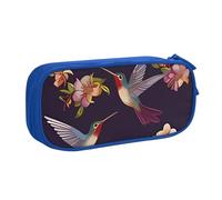 QGGHNISD Flower Hummingbirds Embroidery Pencil Bag, Large Capacity Double Layer with Divider Stationery Bag,Zipper Cute Printed Cosmetic Bag for School Office Travelling