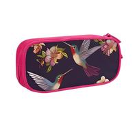 QGGHNISD Flower Hummingbirds Embroidery Pencil Bag, Large Capacity Double Layer with Divider Stationery Bag,Zipper Cute Printed Cosmetic Bag for School Office Travelling