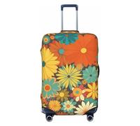 QGGHNISD Flower Pattern Luggage Case Protector - Scratch Resistant Elastic Travel Luggage Cover - Fits 18-32 Inch Suitcases M