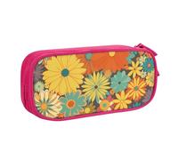 QGGHNISD Flower Pattern Pencil Bag, Large Capacity Double Layer with Divider Stationery Bag,Zipper Cute Printed Cosmetic Bag for School Office Travelling