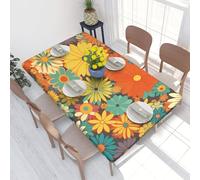 QGGHNISD Flower Pattern Square Table Cover For 4ft Table, Waterproof Oil Resistant Tablecloth With Elastic Edge, 122 X 76 Cm