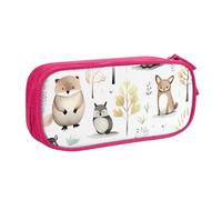 QGGHNISD Forest Creatures Pencil Bag, Large Capacity Double Layer with Divider Stationery Bag,Zipper Cute Printed Cosmetic Bag for School Office Travelling