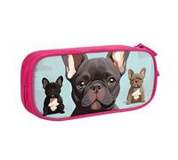 QGGHNISD French Bulldog Dog Cute Pencil Bag, Large Capacity Double Layer with Divider Stationery Bag,Zipper Cute Printed Cosmetic Bag for School Office Travelling