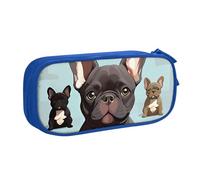 QGGHNISD French Bulldog Dog Cute Pencil Bag, Large Capacity Double Layer with Divider Stationery Bag,Zipper Cute Printed Cosmetic Bag for School Office Travelling