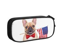 QGGHNISD French Bulldog Pencil Bag, Large Capacity Double Layer with Divider Stationery Bag,Zipper Cute Printed Cosmetic Bag for School Office Travelling