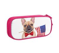 QGGHNISD French Bulldog Pencil Bag, Large Capacity Double Layer with Divider Stationery Bag,Zipper Cute Printed Cosmetic Bag for School Office Travelling