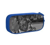QGGHNISD French Bulldog Pencil Bag, Large Capacity Double Layer with Divider Stationery Bag,Zipper Cute Printed Cosmetic Bag for School Office Travelling