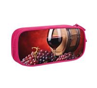 QGGHNISD Fruit Grape Red Wine Pencil Bag, Large Capacity Double Layer with Divider Stationery Bag,Zipper Cute Printed Cosmetic Bag for School Office Travelling