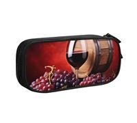 QGGHNISD Fruit Grape Red Wine Pencil Bag, Large Capacity Double Layer with Divider Stationery Bag,Zipper Cute Printed Cosmetic Bag for School Office Travelling